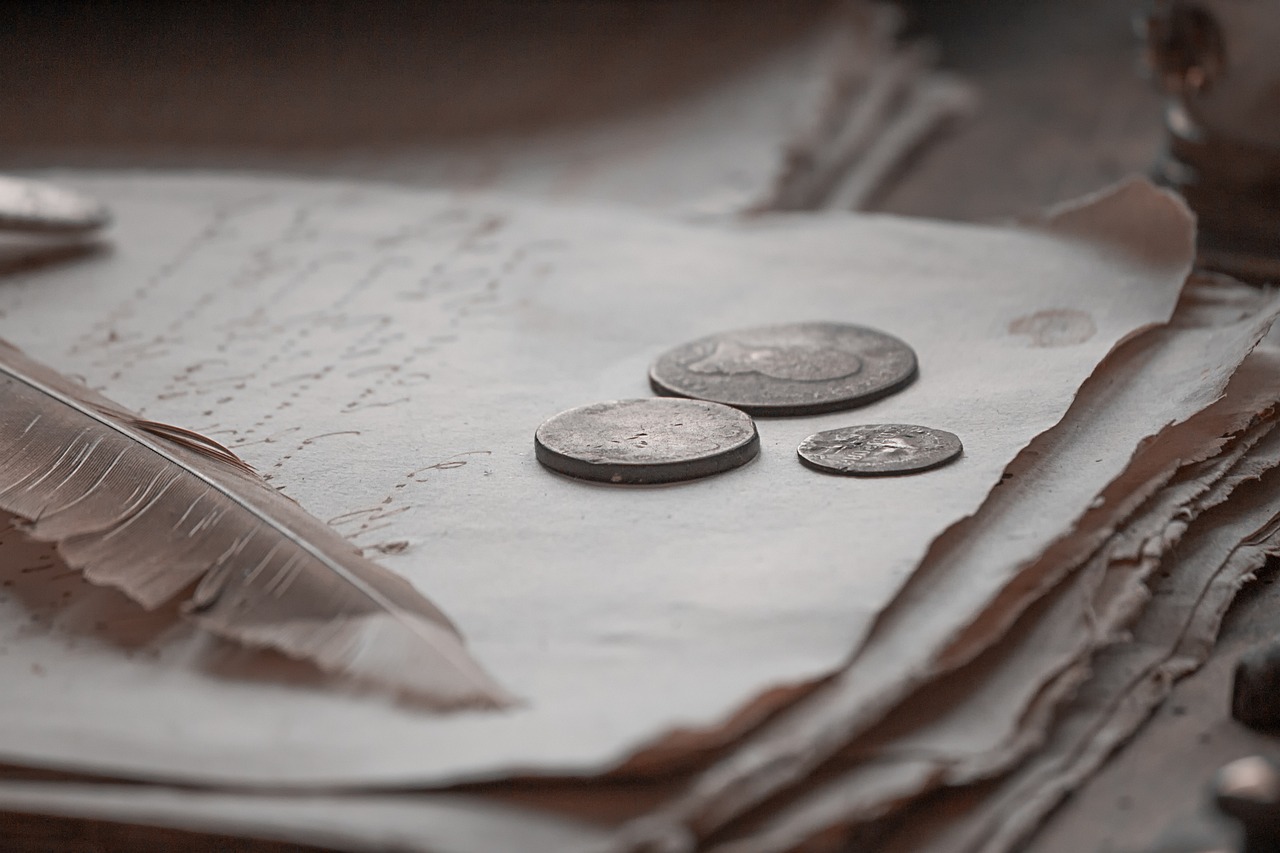 book coin money antic old paper 7431063
